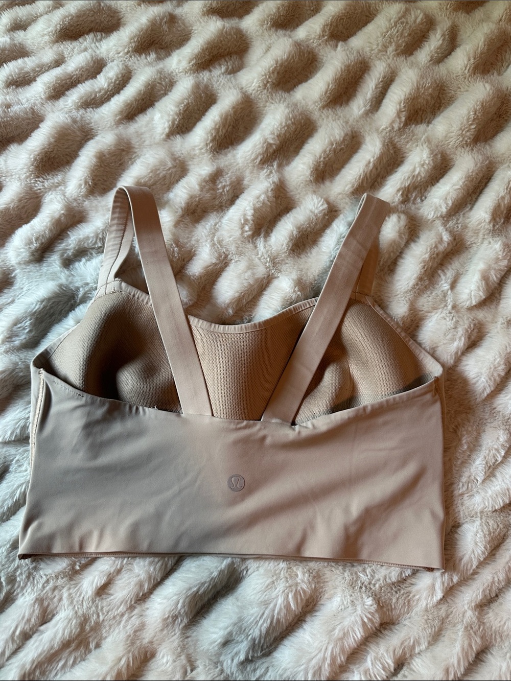 lululemon athletica LIKE A CLOUD Nude/Taupe Strappy Back Sports Bra size 10 C/D
